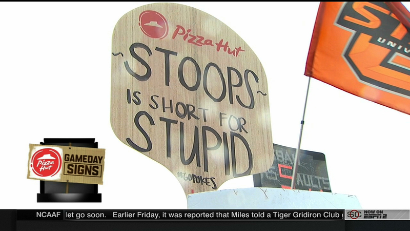 Illustration for article titled Stoops Rhymes With Poops: Your Stillwater College GameDay Sign Roundup